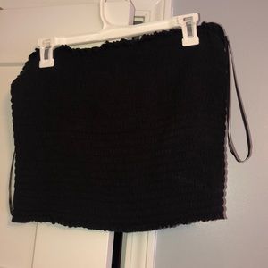 Black strapless crop top